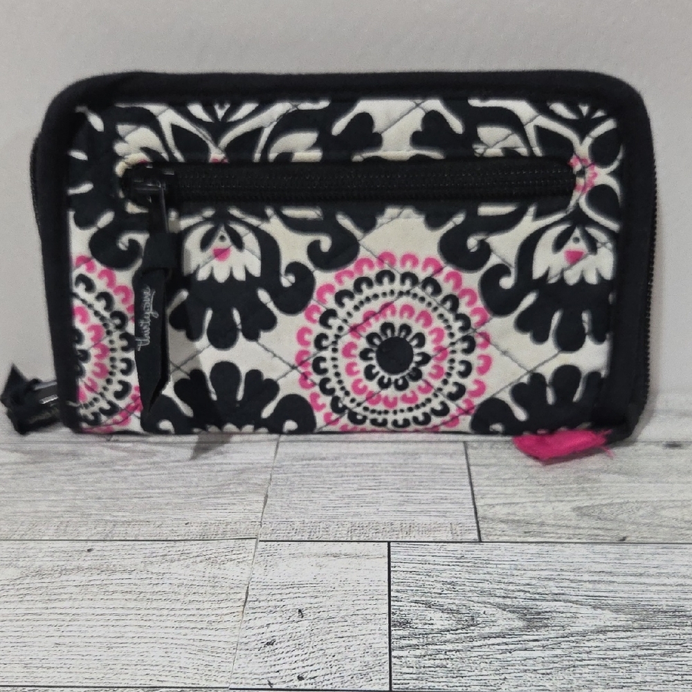 Thirty-One Black and Pink Patterned Wallet